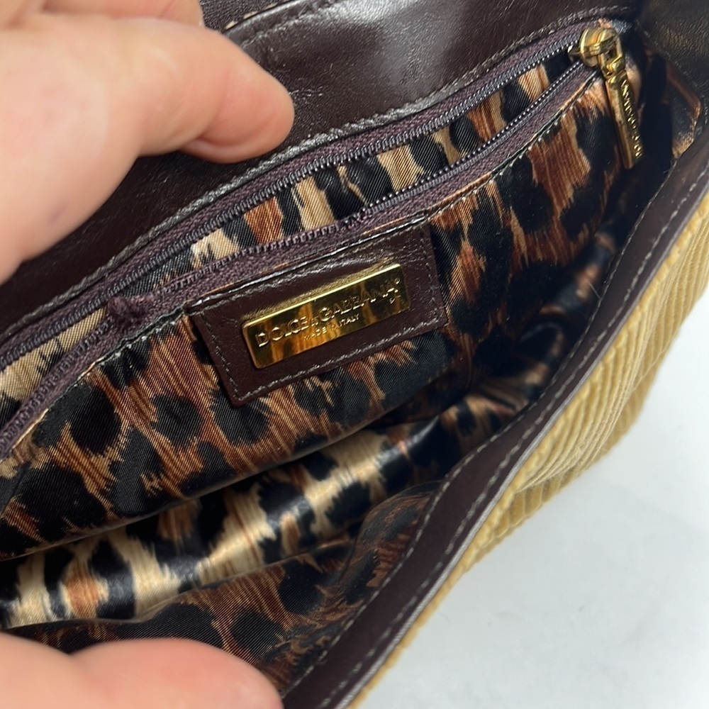 Dolce & Gabbana Vintage Corduroy Leather Handbag Crossbody Chain - Picture 13 of 16